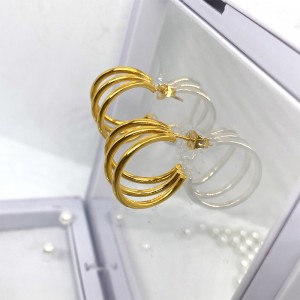 Próżnia ze stalinierdzewnej pozłacane kolczyki 18k