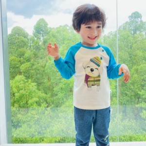 Dzianiny z długim rękawami z dzianiny bawełniane spodnie