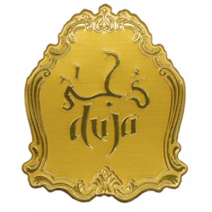 Metalowe złote anodowaneniestandardowe aluminiowenaklejki perfum