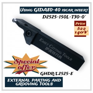 Narzędzia do cięcia EMET, zewnętrznenarzędzia obrotowe, zewnętrznenarzędzia do rozstania i rowków, zwłaszcza do obróbki kół, przy użyciu ISCAR GIDA80-40 Wkładka, GHGR NL2525-8, GHGR NL2525-6