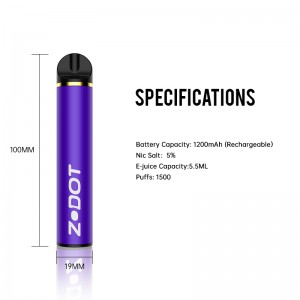 1500 puffów jednorazowego papierosa elektronicznego