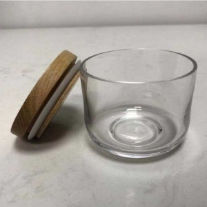 Clear Glass Food Magazyn Canister Jar Kolekcja z ciasną drewnianą pokrywą