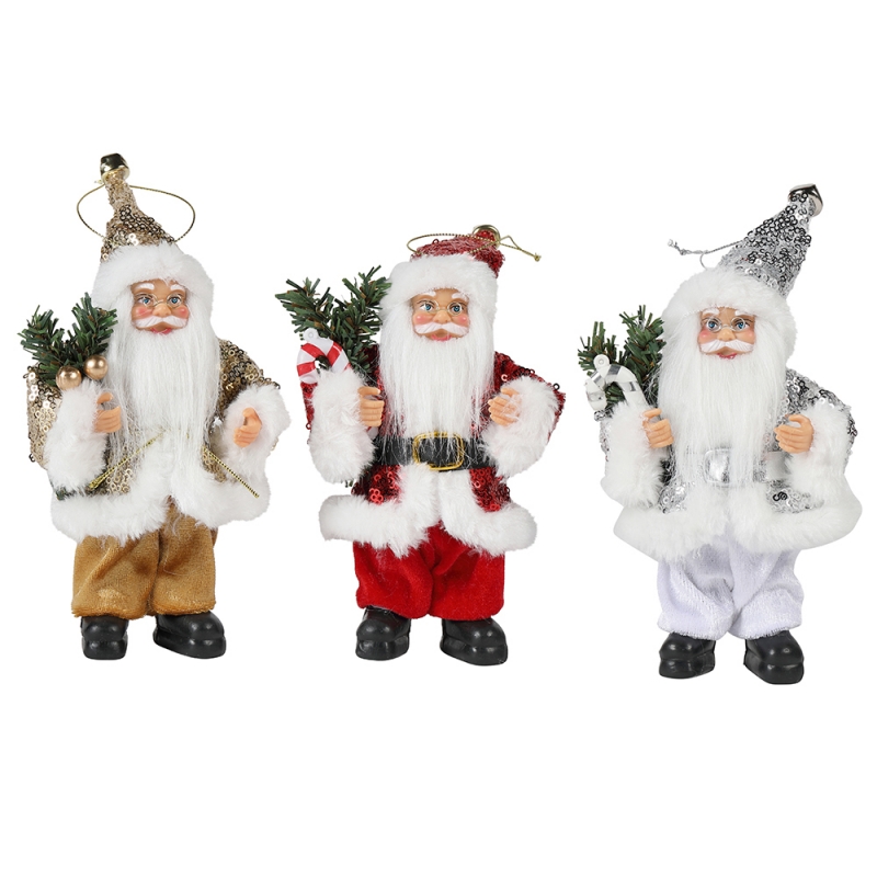 3 Sztuk 8 Cal Boże Narodzenie Santa Claus Ozdoby Dekoracje Drzewo Wiszące Figurki Kolekcja Lalka Wisiorek Małe Tradycyjne wakacje