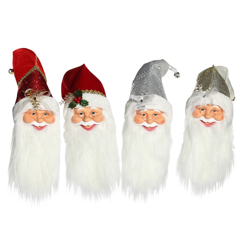 20 ~ 70 cm Boże Narodzenie Santa Claus Głowa Ozdoby Dekoracje Drzewo Wiszące Figurki Kolekcja Lalka Wisiorek Małe Tradycyjne Boże Narodzenie