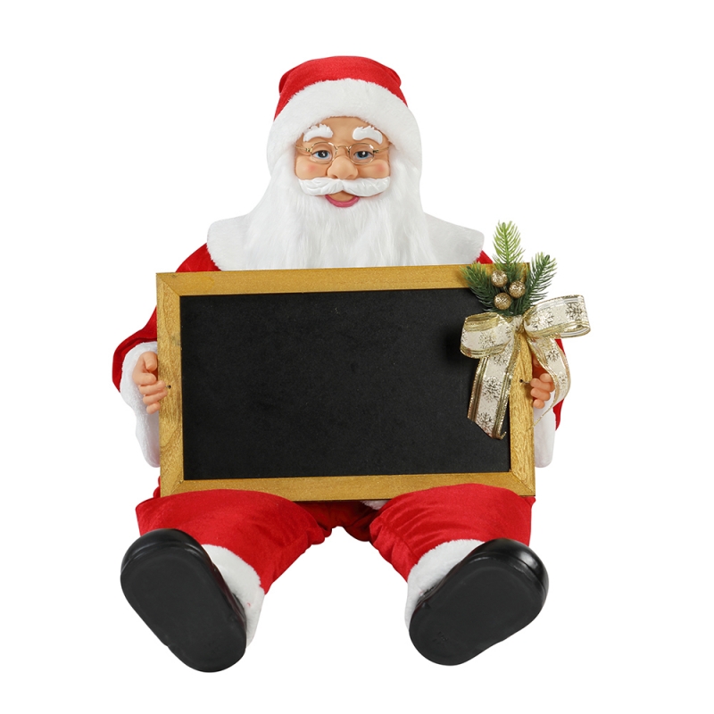 60n0cm Boże Narodzenie Sitet Santa Claus z Blackboad Wakacje Muzykalne ornament dekoracji Figurki Kolekcja Tradycyjne Boże Narodzenie