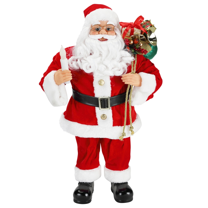 62 cm Boże Narodzenie stojący Święty Mikołaj z świeca ornament dekoracji figurki kolekcja tkaniny wakacje festiwal xmas pluszowy