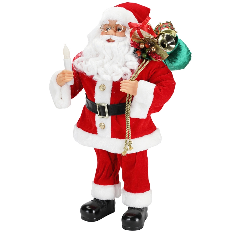62 cm Boże Narodzenie stojący Święty Mikołaj z świeca ornament dekoracji figurki kolekcja tkaniny wakacje festiwal xmas pluszowy