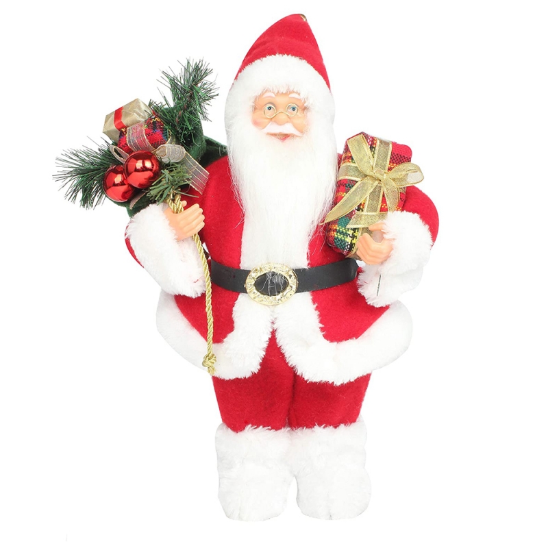 14 inch stojący czerwony Boże Narodzenie Santa Claus Figurka z pudełka Pudełka Igła Plastikowa Tradycyjna Ornament Wakacje Dekoracja