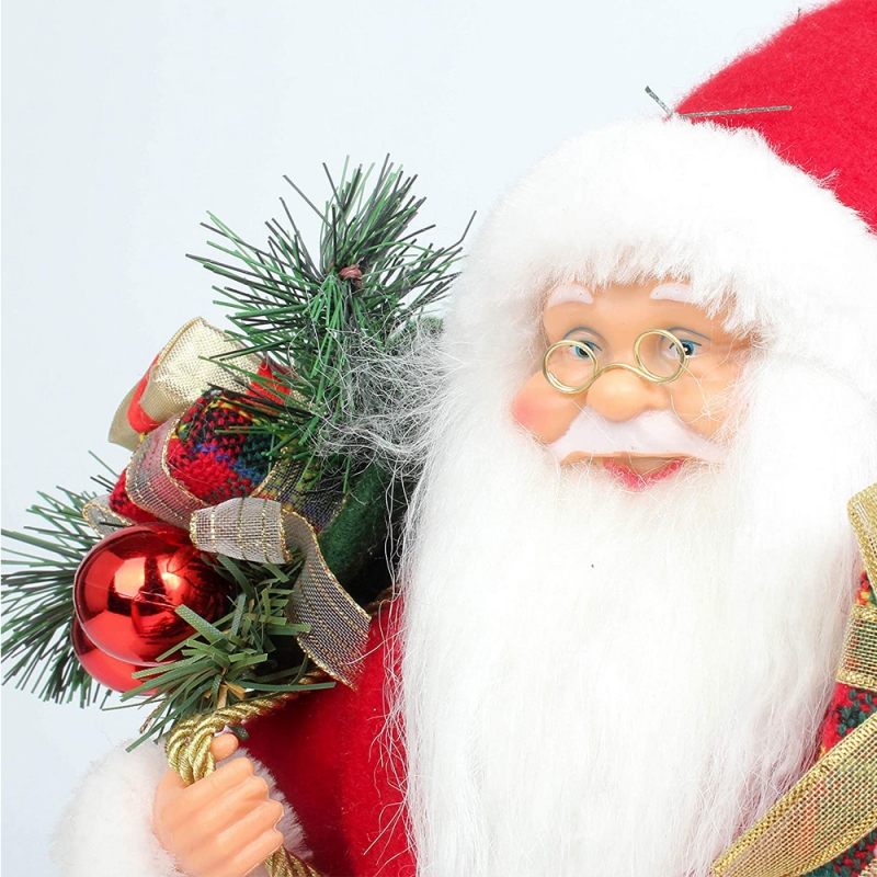 14 inch stojący czerwony Boże Narodzenie Santa Claus Figurka z pudełka Pudełka Igła Plastikowa Tradycyjna Ornament Wakacje Dekoracja