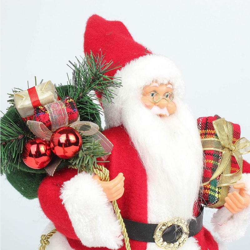 14 inch stojący czerwony Boże Narodzenie Santa Claus Figurka z pudełka Pudełka Igła Plastikowa Tradycyjna Ornament Wakacje Dekoracja