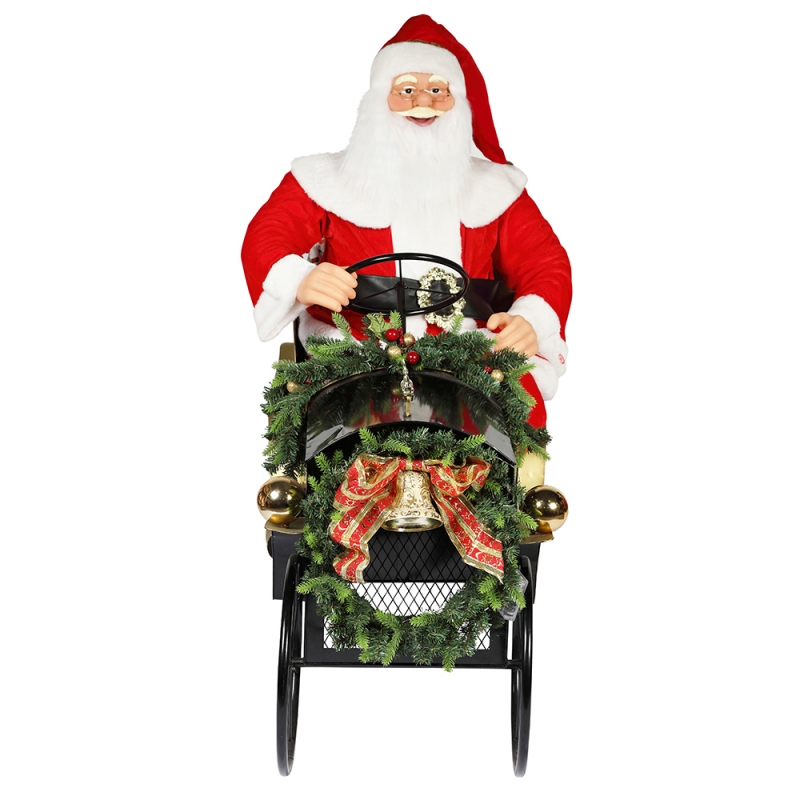 150 cm siedzi sanie Santa Claus z oświetleniem ornament świątecznych dekoracji tradycyjnych wakacyjnych figurki kolekcji