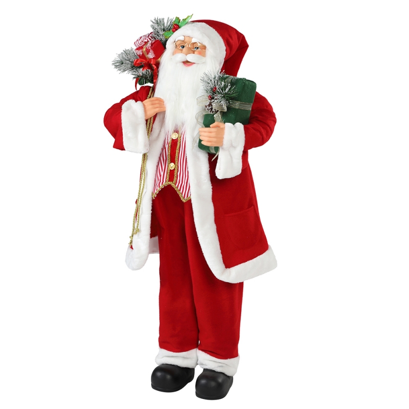 30 ~ 110 cm Boże Narodzenie stojący Santa Claus z torbą prezent ornament dekoracji tradycyjne wakacje kolekcja figurki serii xmas