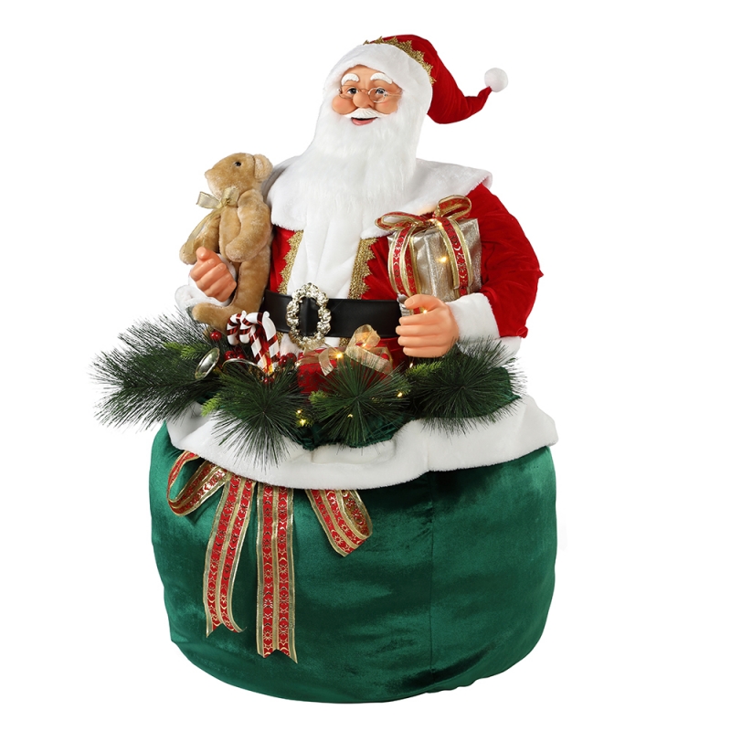65 N85 N115 CM Boże Narodzenie Animowane Święty Mikołaj z oświetleniem Wakacje muzyczne ozdoba ozdoba figurka tradycyjna