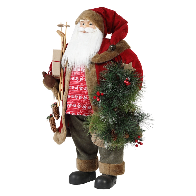 30 ~ 110 cm Boże Narodzenie stojący Santa Claus z wieniec ornament dekoracji Tradycyjna kolekcja figurki serii Xmas