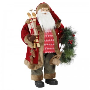 30 ~ 110 cm Boże Narodzenie stojący Santa Claus z wieniec ornament dekoracji Tradycyjna kolekcja figurki serii Xmas