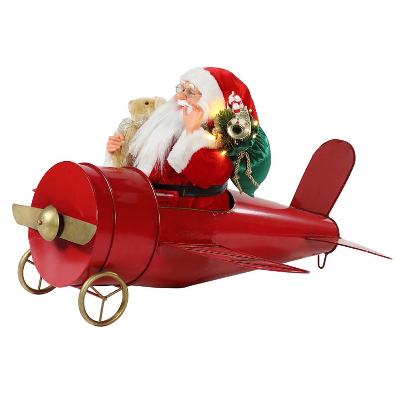 80 cm Christmas Animowany Mikołaj Santa Claus Siedzi Czerwony Płaszczyzna Dekoracja Figurka Klasyczne Wakacje Ornament Gifts Collection