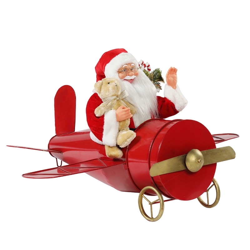 80 cm Christmas Animowany Mikołaj Santa Claus Siedzi Czerwony Płaszczyzna Dekoracja Figurka Klasyczne Wakacje Ornament Gifts Collection