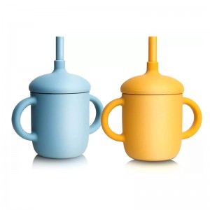 Hurtownie 100% silikonowe filiżanki dla dzieci, szkolenie kubki ze słomananiemowlęta
