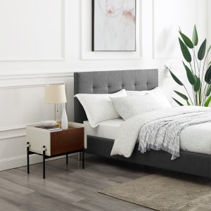 Nowoczesny stoliknocnynaturalny drewno minimalistyczny drewniany skórzany stoliknocny znogą ze stalinierdzewnej