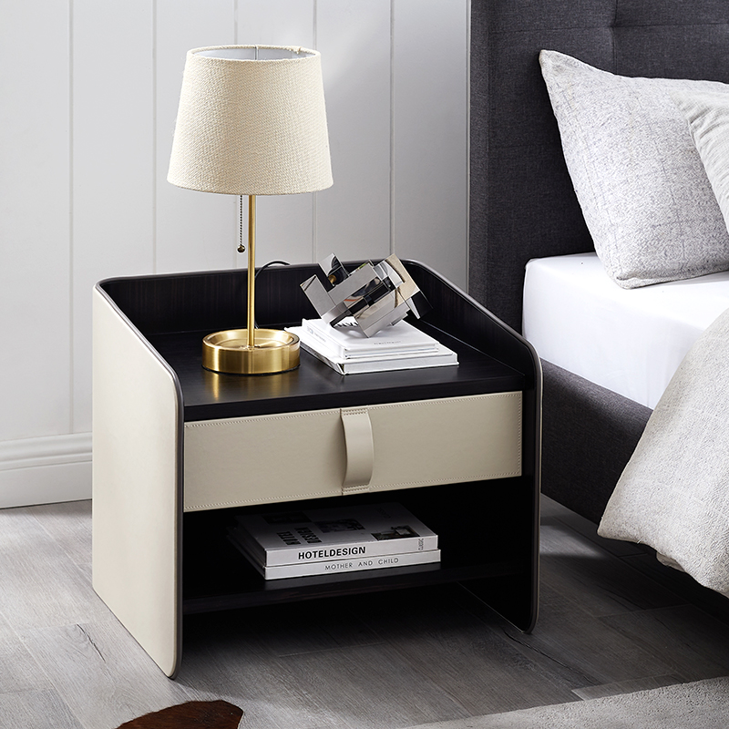 Włoski Nowoczesny Design Luksusowe Big Nightstands Skórzane Meble do sypialni