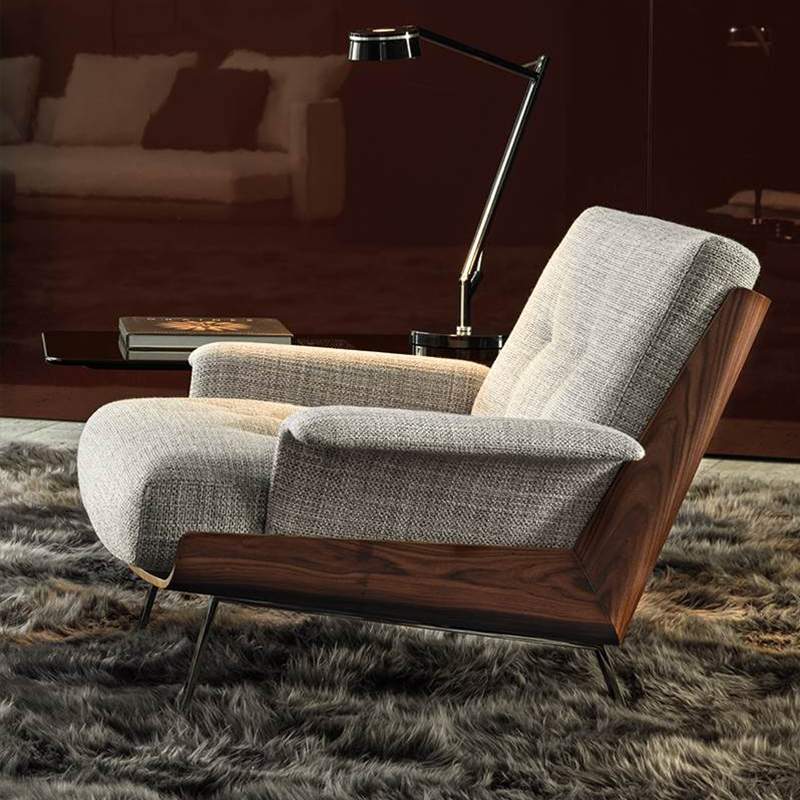 Włoski styl Lobby Hotel Drewniany Nowoczesny Luksusowy Prawdziwej Skóry Lounge Krzesło Do Meble do salonu