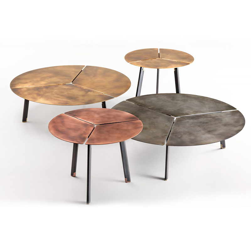 Włoski minimalistyczny stół z 3nogami rustykalny zabytkowe żelazo stalowy stalowy metalowy stolik kawowy