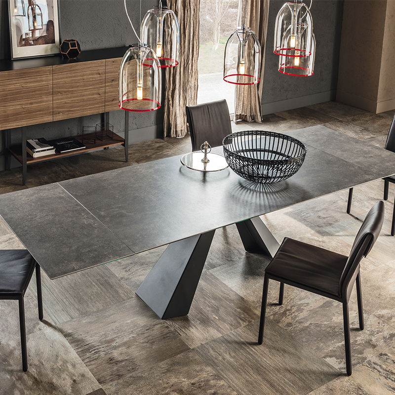 Włoski minimalistyczny spiekany kamienny stół do jadalni prostokątny zestaw stolik jadalny 6