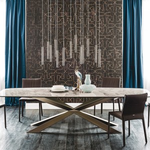 Włoskie projekty metalowenogi długienowoczesne prostokątne spiekane kamienne jadal