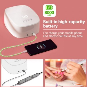 M&R P30PRO PRODEMES UV Lampa paznokciowa, 60 W ładowne światło UV do paznokci bezprzewodowa suszarka do paznokci z portem USB do ładowania telefonu i wiertarki paznokci, profesjonalna lampa paznokciowa do żelowego lakieru do paznokci