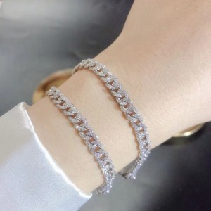 Biżuteria Tuochen 18k/14k/10k złota kubańska bransoletka z kamieniem diamentowym/moissanite dla człowieka