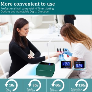 M&R 602PRO Zielona LED LED lampa paznokciowa, bezprzewodowa suszarka do paznokci, 72 W LED LEAD Light, przenośna lampa paznokciowa UV z czujnikiem ustawień 4 -licznika i wyświetlaczem LCD, profesjonalna lampa paznokciowa do lakieru ż...