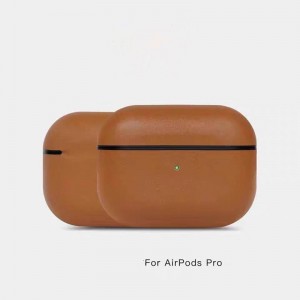 Airpods Pro Skórzana obudowa, oryginalny wosk o oleju w stylu retro szalone skórzane koni, w pełni ręcznie wykonana, widzialna z przodu, (ciemnobrązowa)
