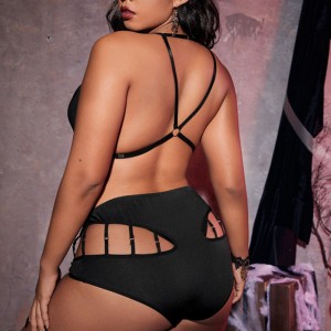 Pierścień z detali łańcucha połączony wycięty seksowny zestaw bielizny