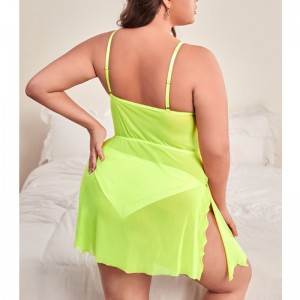 Kwiat haftowy siatkowy rozcięcie uda cami Nighties seksowna sukienkanocna z siatki