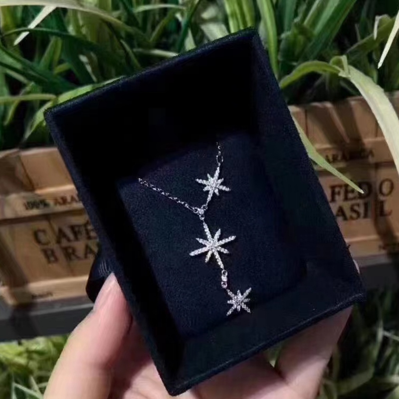 Naszyjnik 925 gwiazdek z kamieniem CZ dla dziewcząt