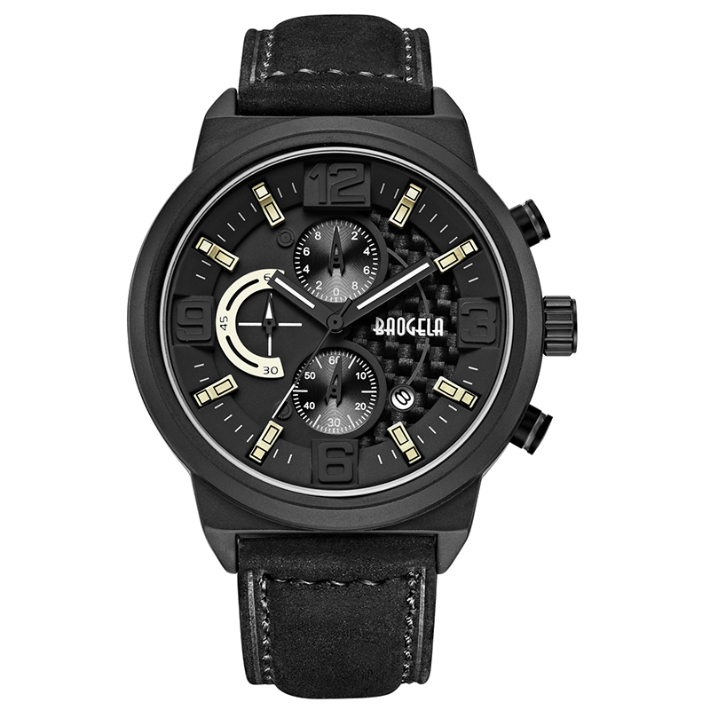 Baogela Men's Black Sports Quartz Watch Watch Analog Timing Watch Watch Men Straż 1709 Black Blue