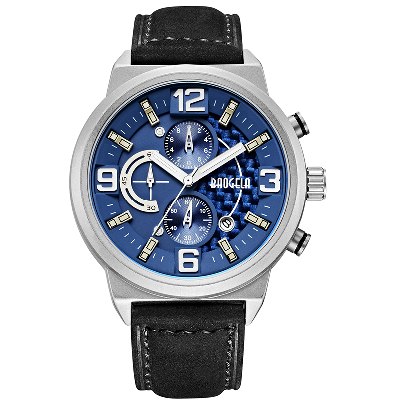 Baogela Men's Black Sports Quartz Watch Watch Analog Timing Watch Watch Men Straż 1709 Black Blue