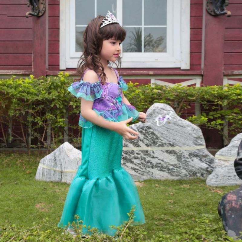 Baige Kolorowe dziewczyny urodzinowe suknie balowe 10 -letnia tiulowa syrena cosplay kostium ślubny kwiat sukienka dziewczyna