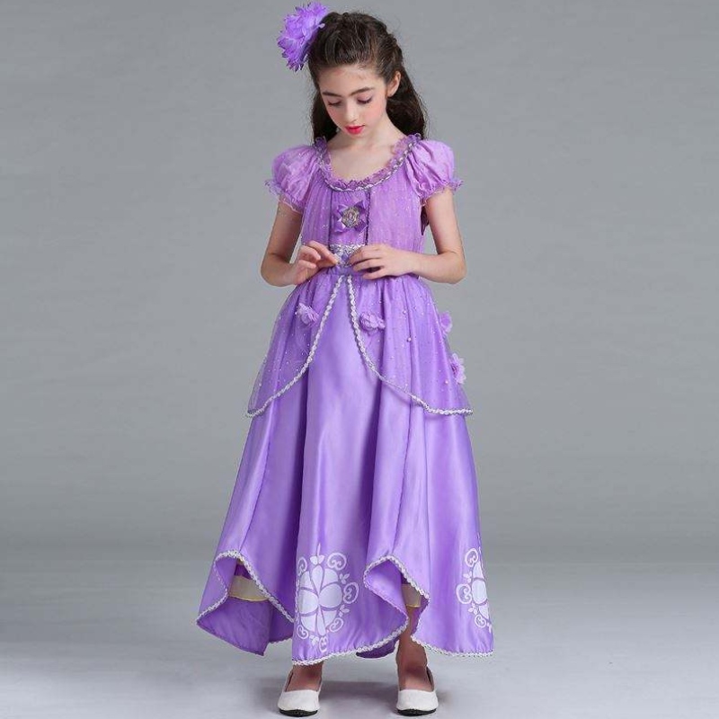 Baige Sophia Rapunzel Dress Lilac Girl Princess Dress Performance Halloween Księżniczka Kostium cosplay