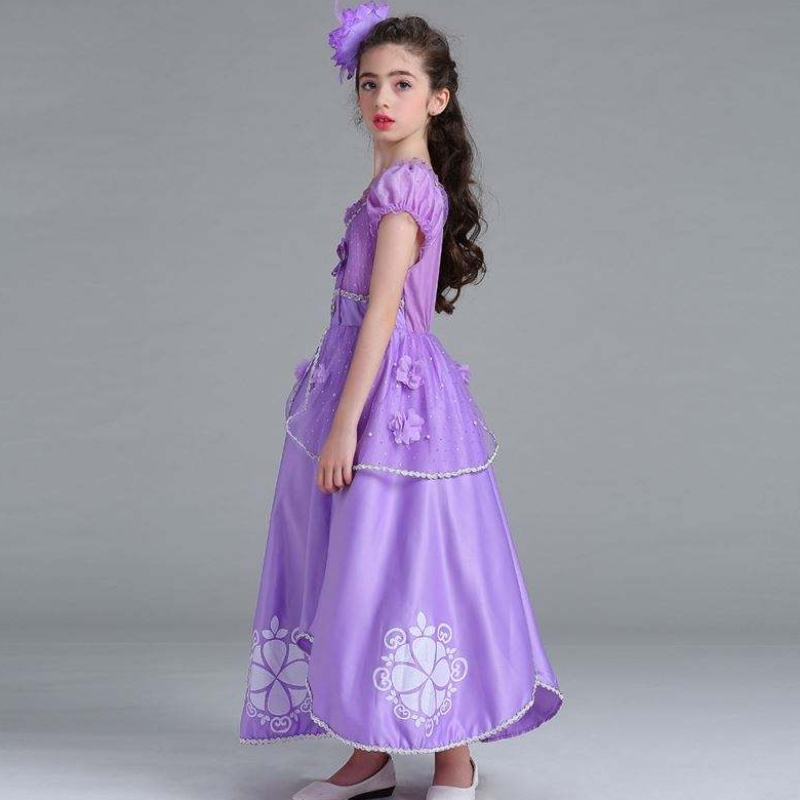 Baige Sophia Rapunzel Dress Lilac Girl Princess Dress Performance Halloween Księżniczka Kostium cosplay