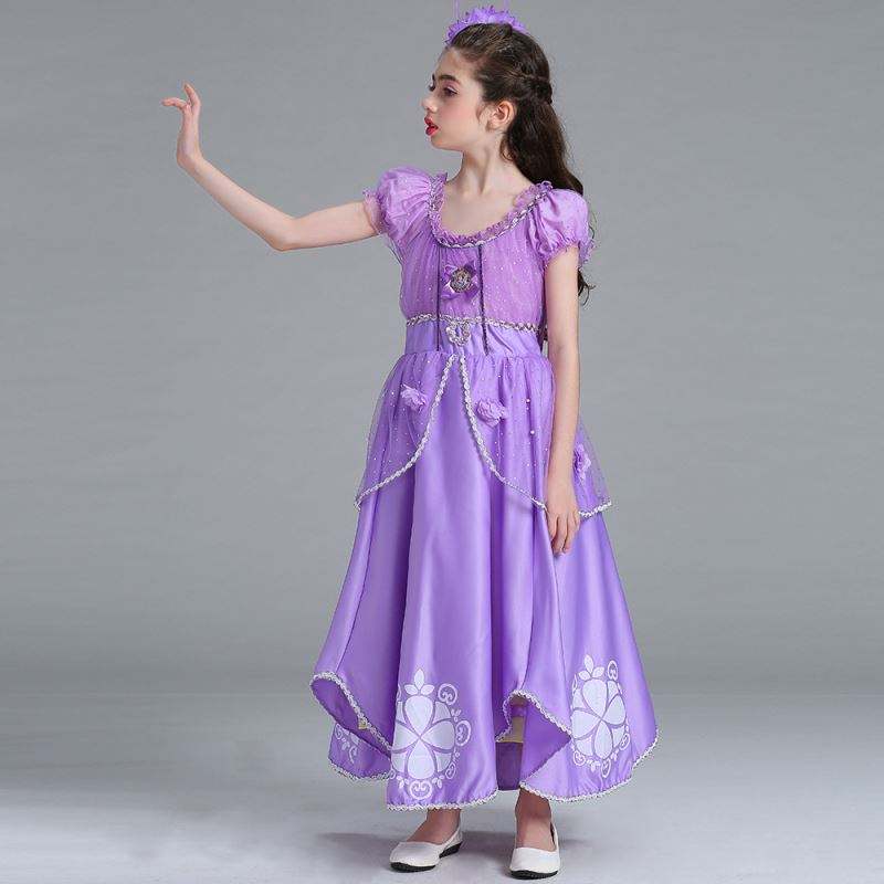 Baige Sophia Rapunzel Dress Lilac Girl Princess Dress Performance Halloween Księżniczka Kostium cosplay