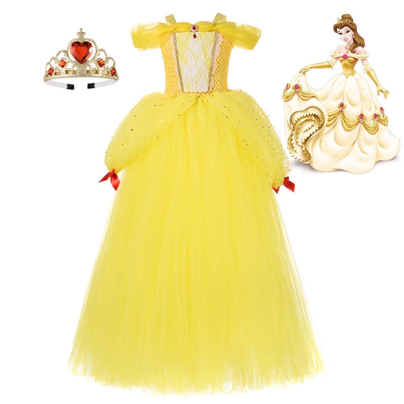 Dziewczyna Belle Princess Dress Kids Beauty and the Beast Costume Girl Baby Christmas Princess Birthday Party Fancy Dress