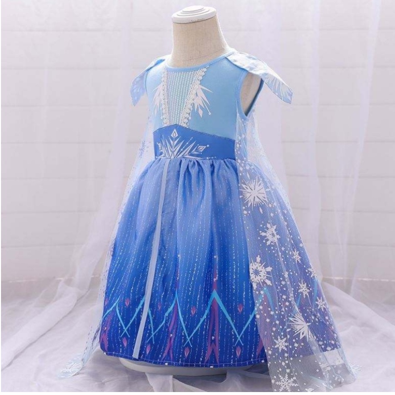 Baige Girls Letnia sukienkanoworodka Elsa 2 Blue Girl Party Dress BX1730