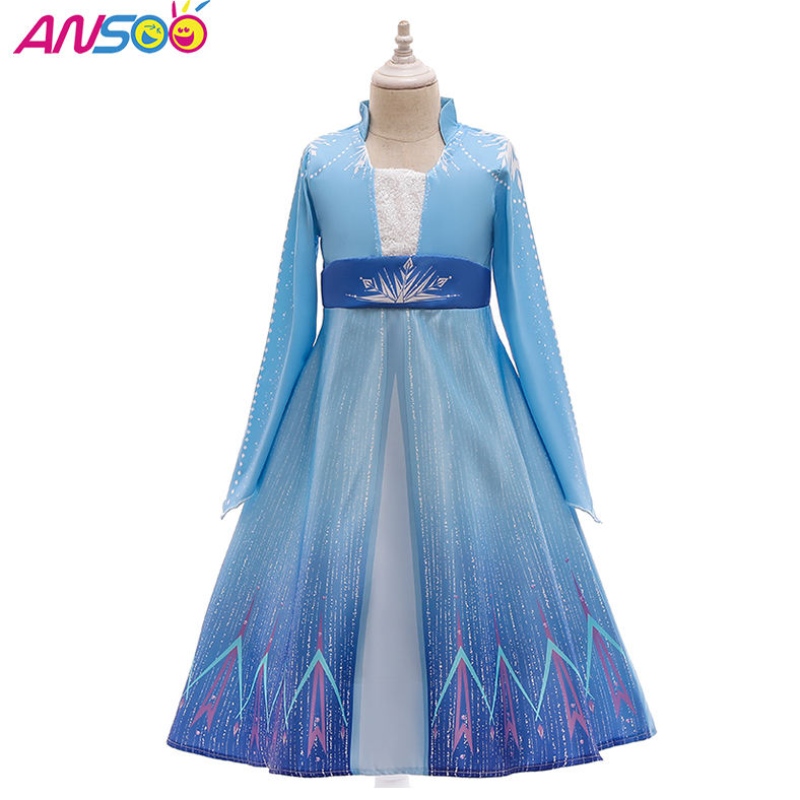 Asoo Kids Elsa Princess Dress Halloween Cosplay Fancy Party Ubierz Anna Elsa Costume for Girl