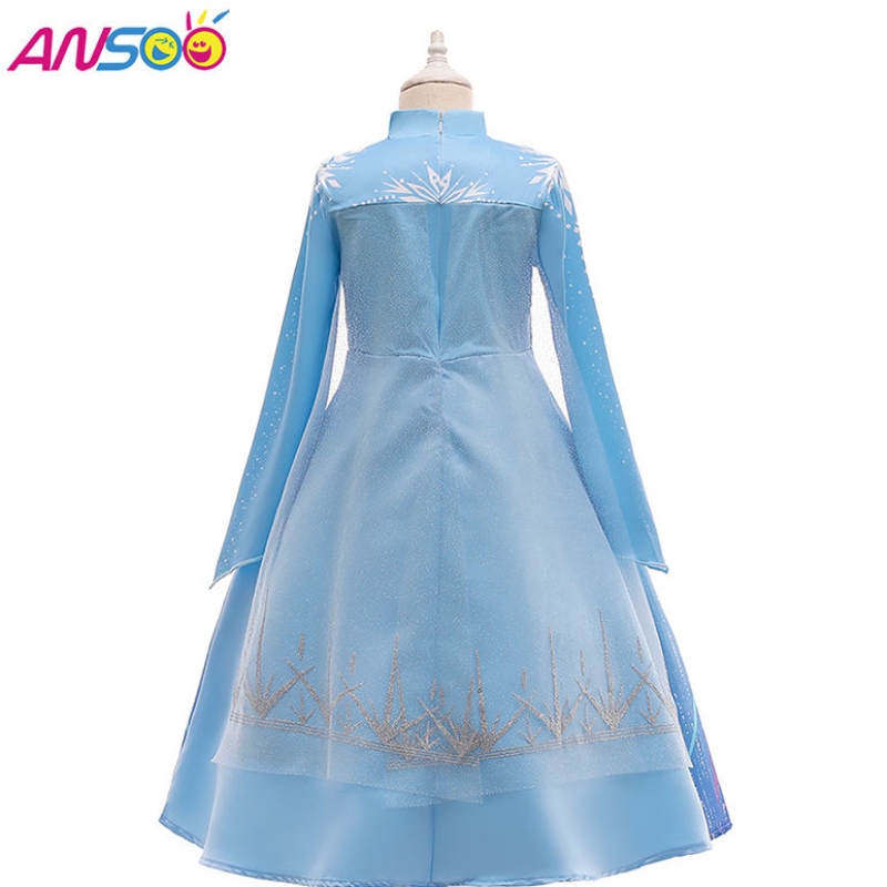 Asoo Kids Elsa Princess Dress Halloween Cosplay Fancy Party Ubierz Anna Elsa Costume for Girl