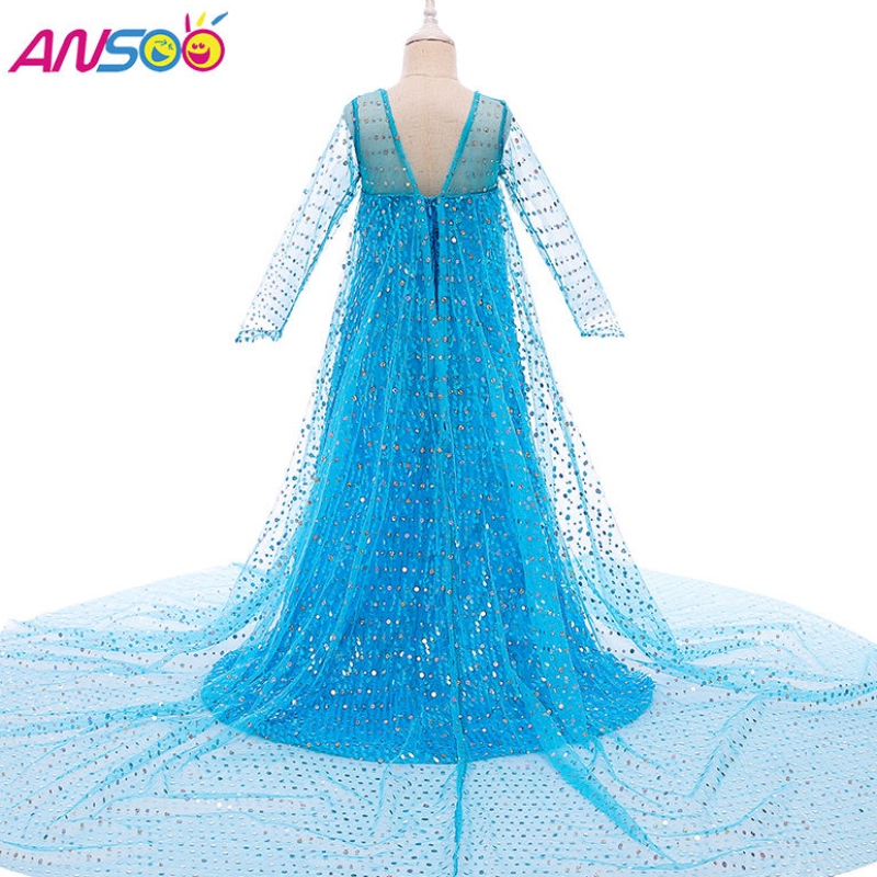 Asoo Top Selling Mteps Fancy Księżniczka Ubierz cekinowy Long Tail 2022 Elsa Anna Dress for Girl