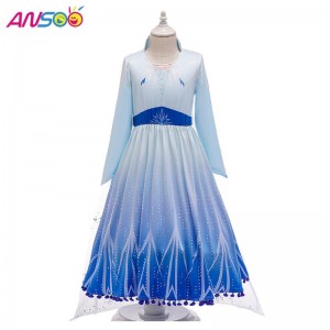 Asoo Hot Sale Elsa Anna Cosplay Costume 3PCS