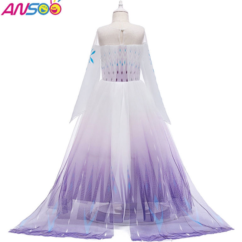 Asoo Snow Queen 2 Cosplay Girls Dress Sukienko Summer Siats Surss Kostium imprezowy Kostium 4-12 lat sukienek Elsa