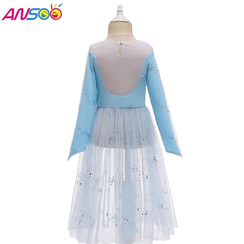 Asoo Ubierz 2 księżniczkę Elsa Anna Fashion Dress Costume Elsa 2 Movie 2 Sukienka dla 2-13 lat dziewcząt