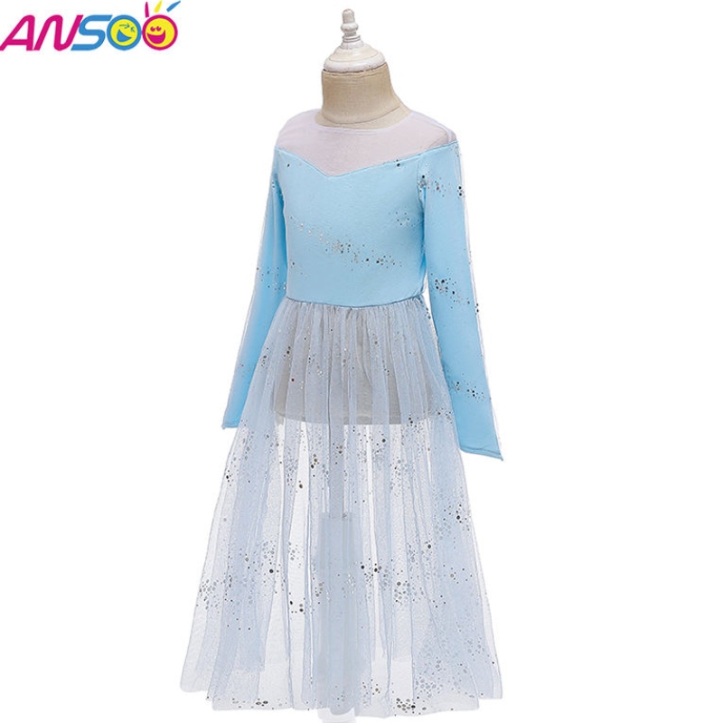 Asoo Ubierz 2 księżniczkę Elsa Anna Fashion Dress Costume Elsa 2 Movie 2 Sukienka dla 2-13 lat dziewcząt